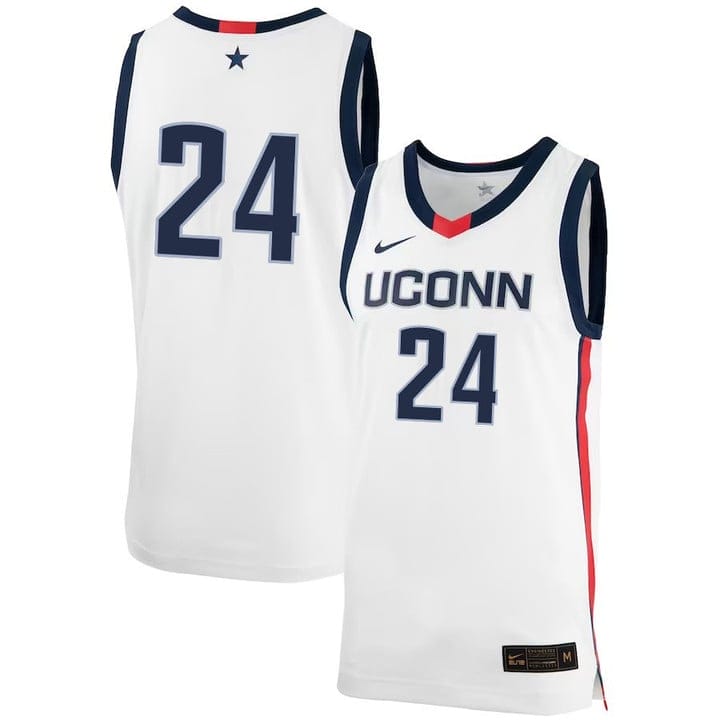 Jordan Hawkins Jersey #24 UConn Huskies College Basketball No Name White