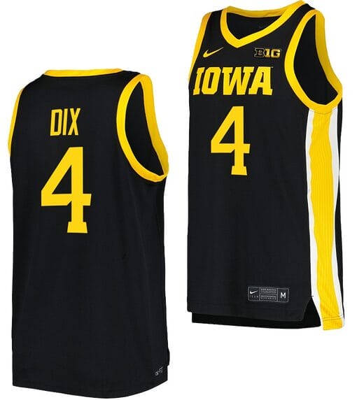 Josh Dix Jersey #4 Iowa Hawkeyes College Basketball Black