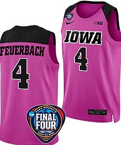 Kylie Feuerbach Jersey #4 Iowa Hawkeyes Basketball 2024 NCAA March Madness Final Four Pink