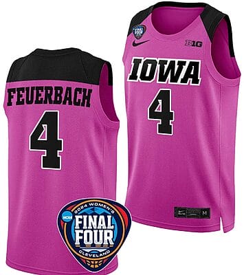 Kylie Feuerbach Jersey #4 Iowa Hawkeyes Basketball 2024 NCAA March Madness Final Four Pink