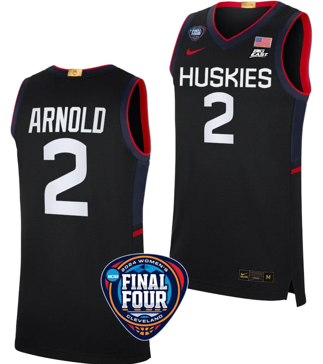KK Arnold Jersey #2 UConn Huskies Basketball 2024 NCAA March Madness Final Four Black