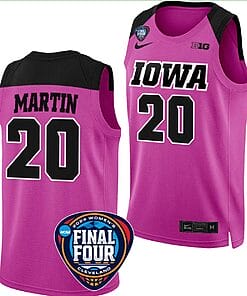 Kate Martin Jersey #20 Iowa Hawkeyes Basketball 2024 NCAA March Madness Final Four Pink