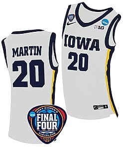 Kate Martin Jersey #20 Iowa Hawkeyes Basketball 2024 NCAA March Madness Final Four White