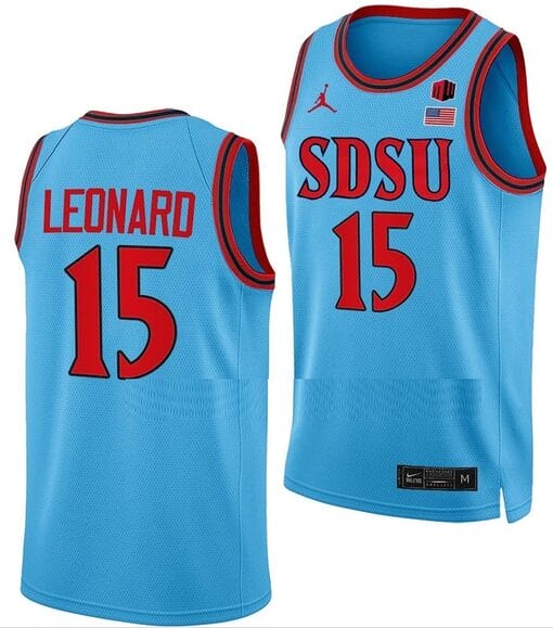 Kawhi Leonard Jersey #15 San Diego State Aztecs College Basketball Blue Alternate