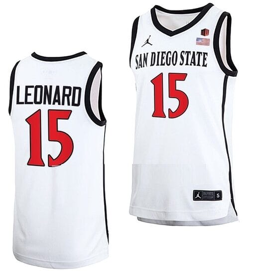 Kawhi Leonard Jersey #15 San Diego State Aztecs College Basketball Home White
