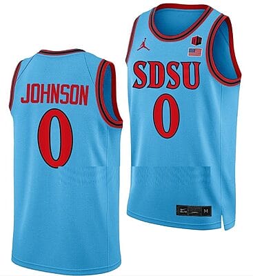 Keshad Johnson Jersey #0 San Diego State Aztecs College Basketball Blue Alternate 