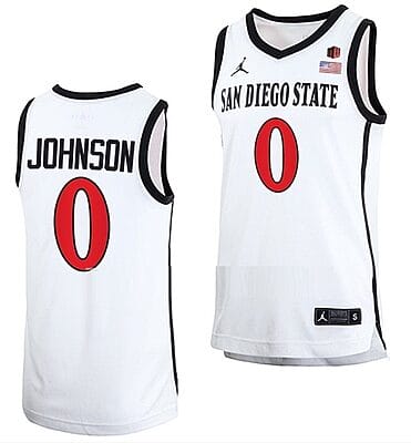 Keshad Johnson Jersey #0 San Diego State Aztecs College Basketball Home White 