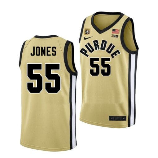 Lance Jones Jersey #55 Purdue Boilermakers College Basketball Gold