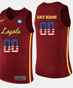 Custom Loyola Ramblers Jersey Maroon Name Number Us Flag Fashion Basketball Jersey