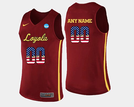 Custom Loyola Ramblers Jersey Maroon Name Number Us Flag Fashion Basketball Jersey