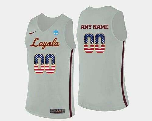 Custom Loyola Ramblers Jersey White Us Flag Fashion Name Number Basketball Jersey