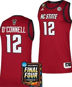 Michael OConnell Jersey #12 NC State Wolfpack 2024 NCAA March Madness Final Four Basketball Red