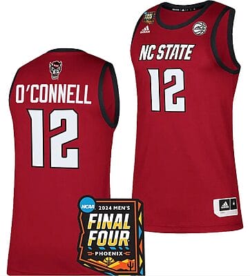Michael OConnell Jersey #12 NC State Wolfpack 2024 NCAA March Madness Final Four Basketball Red