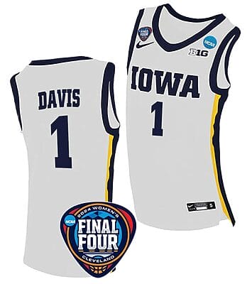 Molly Davis Jersey #1 Iowa Hawkeyes Basketball 2024 NCAA March Madness Final Four White
