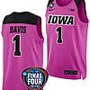 Molly Davis Jersey #1 Iowa Hawkeyes Basketball 2024 NCAA March Madness Final Four Pink