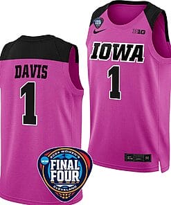 Molly Davis Jersey #1 Iowa Hawkeyes Basketball 2024 NCAA March Madness Final Four Pink
