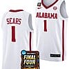 Mark Sears Jersey #1 Alabama Crimson Tide 2024 NCAA March Madness Final Four Basketball White