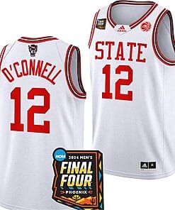 Michael OConnell Jersey #12 NC State Wolfpack 2024 NCAA March Madness Final Four Basketball White