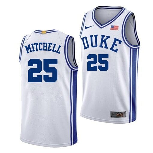 Mark Mitchell Jersey #25 Duke Blue Devils College Basketball White