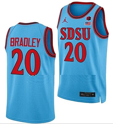 Matt Bradley Jersey #20 San Diego State Aztecs College Basketball Blue Alternate