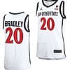 Matt Bradley Jersey #20 San Diego State Aztecs College Basketball Home White