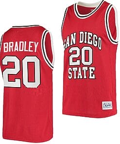 Matt Bradley Jersey #20 San Diego State Aztecs College Basketball Red Retro