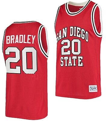 Matt Bradley Jersey #20 San Diego State Aztecs College Basketball Red Retro 