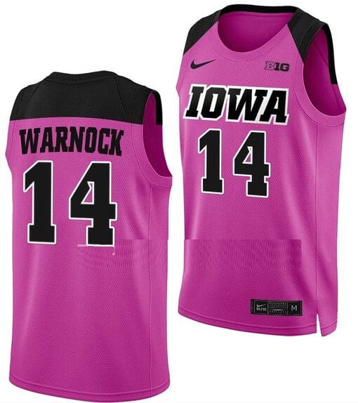 McKenna Warnock Jersey #14 Iowa Hawkeyes College Basketball Pink
