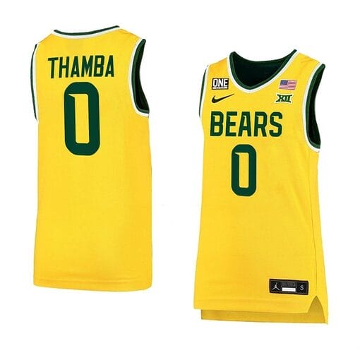 Flo Thamba Jersey #0 Baylor Bears College Basketball Jerseys Yellow