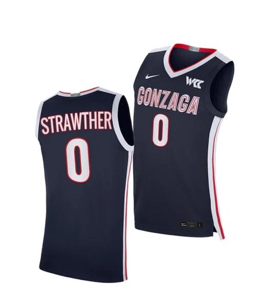 Julian Strawther Jersey #0 Gonzaga Bulldogs College Basketball Jerseys Navy