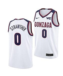 Julian Strawther Jersey #0 Gonzaga Bulldogs College Basketball Jerseys White