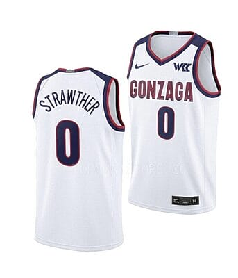 Julian Strawther Jersey #0 Gonzaga Bulldogs College Basketball Jerseys White