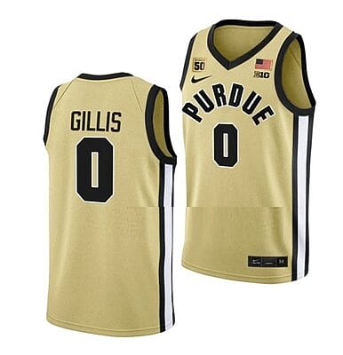 Men's #0 Mason Gillis Jersey Purdue Boilermakers College Basketball Jerseys Gold