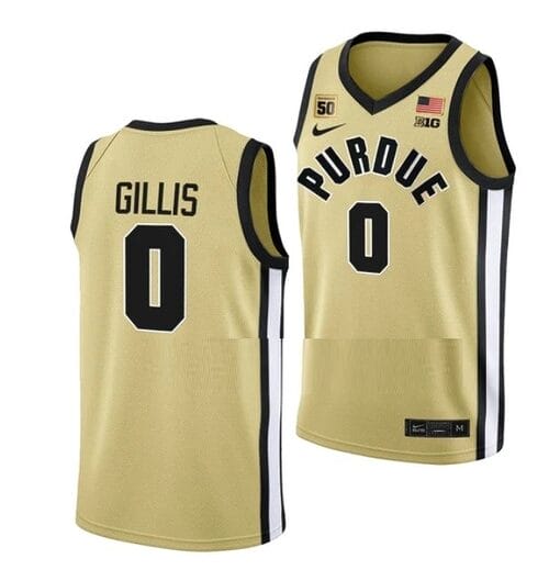 Men's #0 Mason Gillis Jersey Purdue Boilermakers College Basketball Jerseys Gold