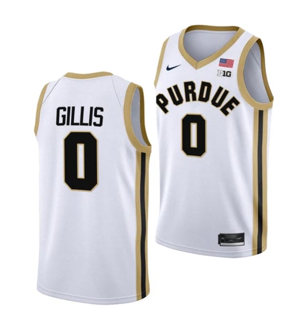 Men's #0 Mason Gillis Jersey Purdue Boilermakers College Basketball Jerseys White