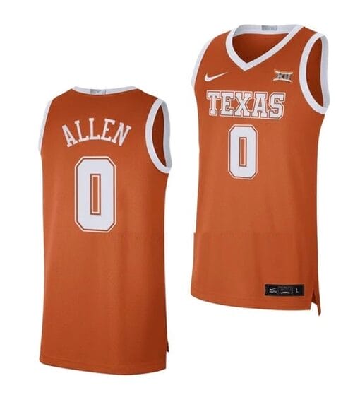 Timmy Allen Jersey #0 Texas Longhorns College Basketball Jerseys Orange 2021