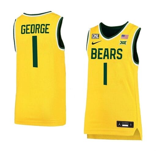 Keyonte George Jersey #1 Baylor Bears College Basketball Jerseys Gold