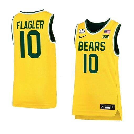 Adam Flagler Jersey #10 Baylor Bears College Basketball Jerseys Anthracite Yellow