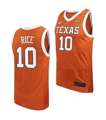 Sir Jabari Rice Jersey #10 Texas Longhorns College Basketball Jerseys Orange