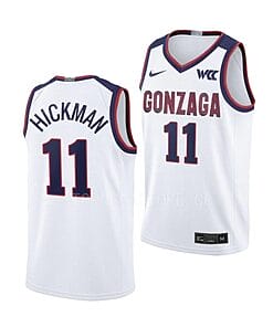 Nolan Hickman Jersey #11 Gonzaga Bulldogs College Basketball Jerseys White