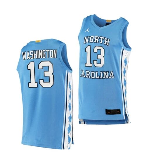 Jalen Washington Jersey #13 North Carolina Tar Heels College Basketball Jerseys Blue