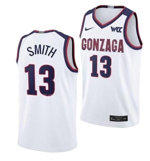 Malachi Smith Jersey #13 Gonzaga Bulldogs College Basketball Jerseys White