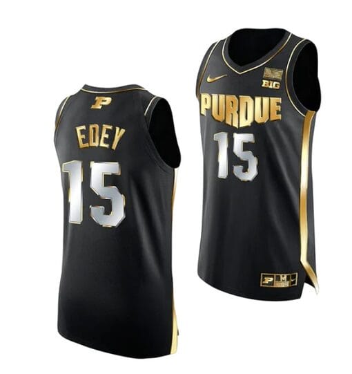 Men's #15 Zach Edey Jersey Purdue Boilermakers College Basketball Jerseys Black Golden