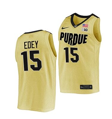 Men's #15 Zach Edey Jersey Purdue Boilermakers College Basketball Jerseys Gold 2022