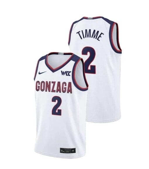 Drew Timme Jersey #2 Gonzaga Bulldogs College Basketball Jerseys White