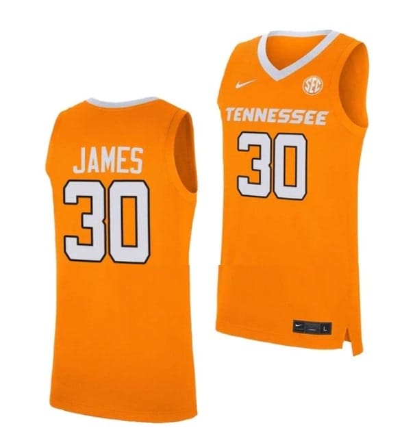 Josiah James Jersey #30 Tennessee Volunteers College Basketball Jerseys Orange