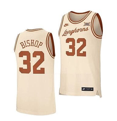 Christian Bishop Jersey #32 Texas Longhorns College Basketball Jerseys Cream