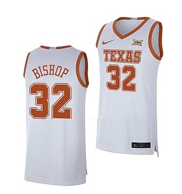 Christian Bishop Jersey #32 Texas Longhorns College Basketball Jerseys White