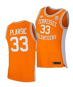 Uros Plavsic Jersey #33 Tennessee Volunteers College Basketball Jerseys Orange Retro