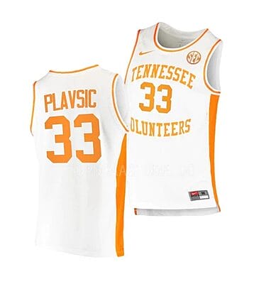 Uros Plavsic Jersey #33 Tennessee Volunteers College Basketball Jerseys White